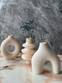 Aberto Design Glamour Candle 5ST Juego de 3 Jarrones Beige de Concreto